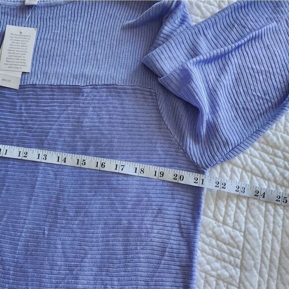 Chico's travel collection love lacey 3/4 sleeve lilac iris lagenlook sweater - Picture 8 of 13